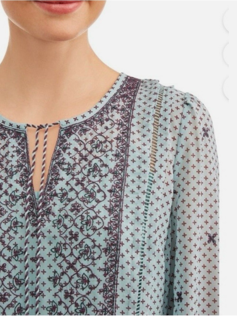 Time and Tru Blue Mini Dress with Embroidered Accents